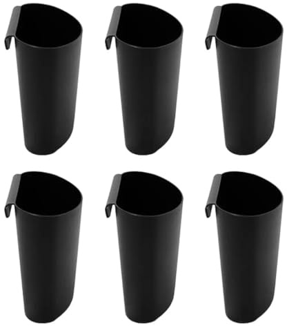 JAKAGO 6er Pack Kleiner Hängender Eimer Hänge Getränkehalter für Rollwagen Regal Wand Aufbewahrungsbox für Küche, Wohnzimmer Badezimmer Schreibtisch Reinigung von Mülleimer (Schwarz)