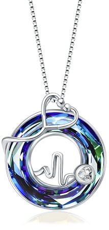 Fryneauy Stethoskop Kette Anhänger 925 Sterling Silber Medizinischer Schmuck Stethoskop Halskette für Arzt Krankenschwester Medizinstudent RN Krankenschwester Geschenke für Damen