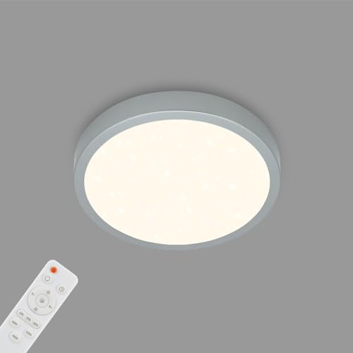 BRILONER - LED Deckenlampe mit Fernbedienung, Sternenhimmel, einstellbar von warmweiß bis kaltweiß, LED Lampe, Deckenleuchte, Wohnzimmerlampe, Schlafzimmerlampe, Küchenlampe, 28x4 cm, Silberfarbig
