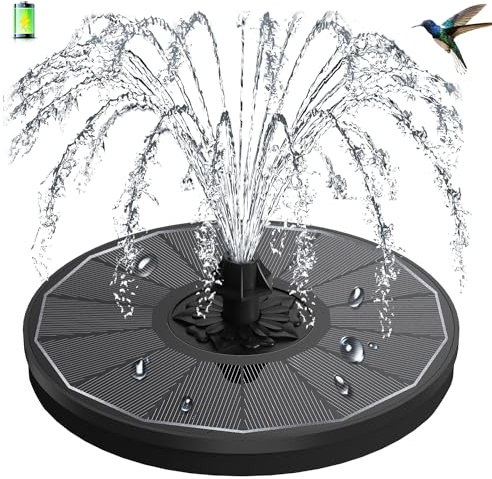 GAIZERL Fontana solare da 3,5 W con batteria, funziona nei giorni nuvolosi, fontana solare per uccelli con pannello in vetro, pompa a forma di colibrì con 7 ugelli, 4 tubi fissi per giardino, piscina,