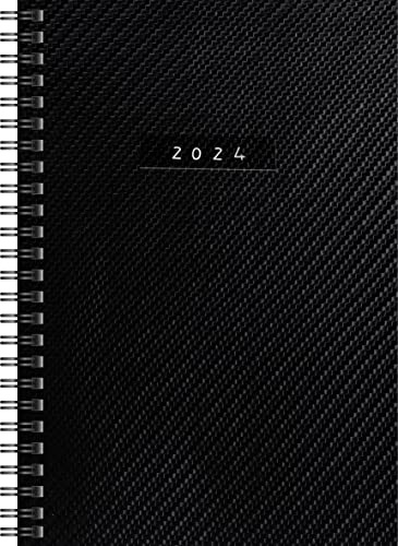 rido/idé Wochenkalender „Carbon“ Modell Timing 1 2024 2 Seiten = 1 Woche A5 schwarz
