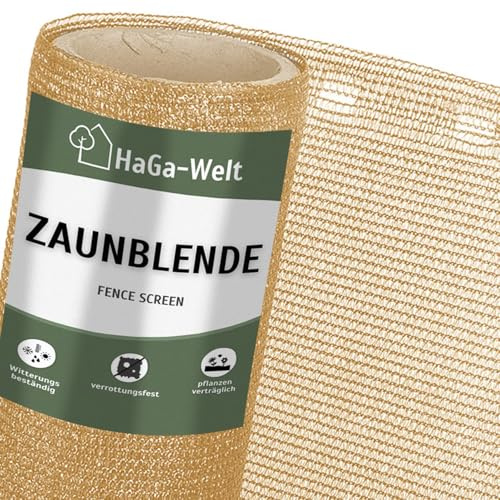 HaGa Zaunblende 0,9m x 50m mit 85% Schattierwirkung in beige – Balkon Sichtschutz & Terrassen Sonnensegel – Hitzeschutz & Sonnenschutz für Pflanzen – Wetterfest & Temperaturbeständig