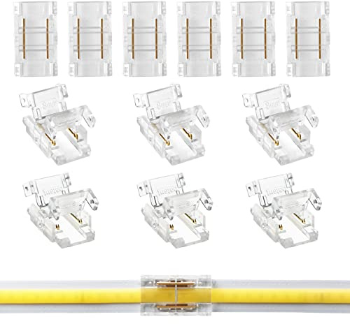 Aroidful 12 Piezas Mini LED COB 2 Pin 8mm Conector, tira sin soldadura y conector de cinta, para LED COB 2 Pin 8mm