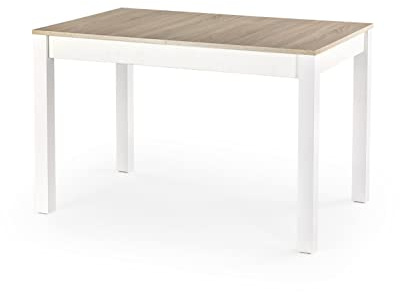 designimpex Design Esstisch Tisch HAM-111 Sonoma Eiche - Weiß matt ausziehbar 118 bis 158 cm