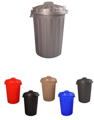 JARDIN202 - Cubo Basura Diseño Moderno de plástico con Tapadera | Cubo Resistente almacenaje y Reciclar | 100 litros (Plata)