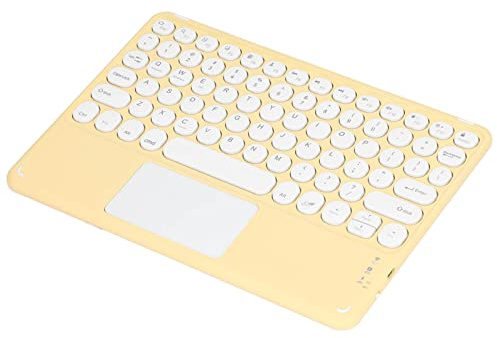 Bewinner Tastiera Touch Wireless, Tastiera Compatta retrò con Copritasti Rotondi, Tastiera Touchpad Silenziosa Sottile per Tablet, Laptop, con Batteria Ricaricabile, Cavo USB (Giallo)