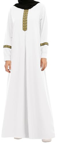 WSPLYSPJY Womens Muslim Abaya Dress Zipper Islamic Robe Pockets Maxi Prayer Clothes with Hijabs, White, XXXL