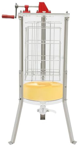 Honig Extraktor 2 Rahmen Honig Extraktor Manueller Bienenextraktor mit Kurbel and Deckel, Acryl Transparente Fass Bienenstöcke Honigwaben Spinner für Hobbyist Bienenhalter, Waben Trommel Spinner