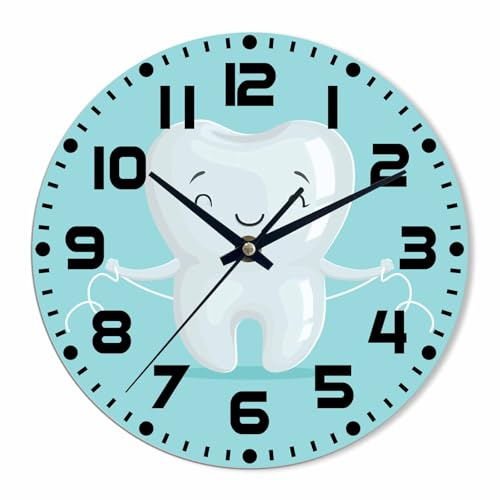 NOMEDOGYIM Teeth Wall Clock Cute Healthy White Teeth Man Battery Powered Wall Clock Silent Non Ticking 10 Inch for Living Room, Kitchen, Home,Bathroom, Bedroom