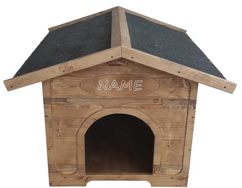 Hundehütte aus Holz mit personalisiertem Namen, verschiedene Größen erhältlich