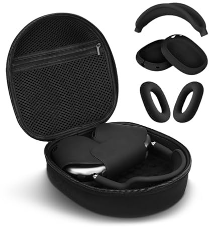 Funda 3 en 1 y funda de transporte para Apple Airpods Max, almohadillas antiarañazos, orejeras y diademas, accesorios para Apple Airpod Max (negro)