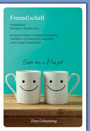 Verlag Dominique Hochzeitskarten Glückwunschkarten goldene Hochzeit Doppelkarte mit zwei Tassen und Smiley Gesichtern Freundschaft Definition Schön dass es Dich gibt Zum Geburtstag mit Umschlag