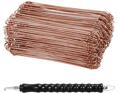 Ollewiellan Rödeldraht Ø1,0 x 140 mm, Betonbindedraht (1000 Stk). Drillapparat Driller Rostfreier & Langlebiger Drahtbinder Hohe Qualität Drilldraht Ösendraht Drill Draht Bindedraht Betondraht copper