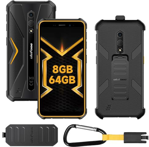 Ulefone Armor X12 Pro Rugged Smartphone Android 15 Unlocked, 10GB + 64GB, IP68/69K Waterproof, 3-Card Slot, 13MP +8MP Camera, Octa Core, Outdoor Mobile Phones, 5.45 inch Tough Screen, NFC, Orange