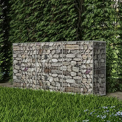 Juroupi Gabion Basket Galvanised Steel 200x50x100 cm,Gabion Wall,Gabion Basket,Retaining Wall Mesh for Stone Gabion Baskets,Garden Décor-142552