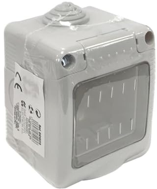 Aufputzdose mit Deckel, 2 Module, für Elektroinstallationen und Kabelverteilung in Wohnungen und Büros.
