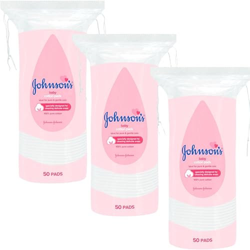 3 Pack Bundle - Johnsons Baby Cotton Pads (3X 50 Pads). A Hadco Bundle Containing Three Packs of Cotton Pads, 150 Pads in Total.