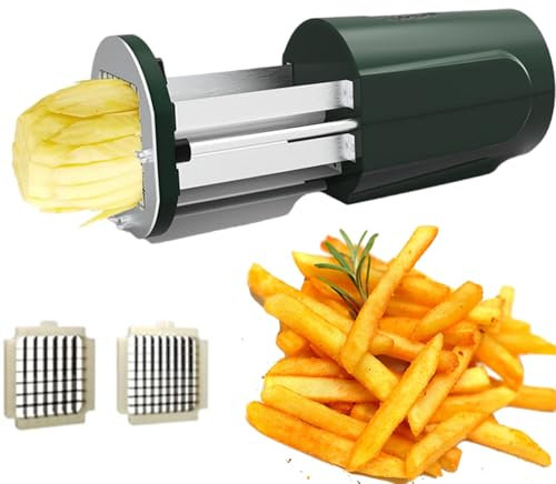 Cortador eléctrico de patatas, cortador eléctrico de patatas fritas, con cuchillas de 2 tamaños Cortador eléctrico multifuncional de verduras for patatas, zanahorias y pepinos, cuchillas de 1/2 y 3/8