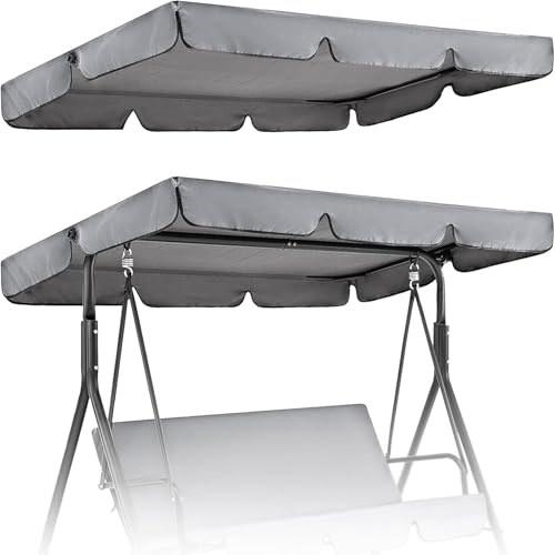 Replacement Swing Cover, 2 & 3 Seater Garden Swing Seat Canopy Cover, Waterproof Windproof Anti-UV Outdoor Swings Chair Canopy for Patio, Porch, and Garden,01,195 * 125 * 15cm