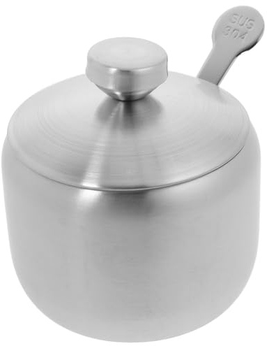 MAGICLULU Récipient à Condiments Acier Inoxydable avec Couvercle et Cuillère Pot à Sucre Élégant et Pratique pour Cuisine et Salle à Manger
