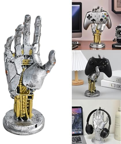 Werwing Cyberpunk Mechanical Hand Stand - Universal Gaming Headset and Controller Holder for Desk - Robot arm A