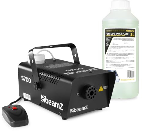 Pack BeamZ S700 Pack - Machine à Fumée 700 W + 1 L de Liquide Inclus - Télécommande & Support | Effets Fumée Intenses pour DJ, Bars, Mariages & Soirées