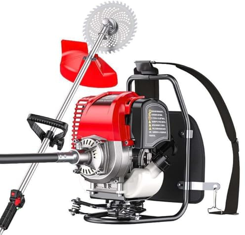Cortacésped De Mochila A Gasolina 1.4HP 4 Tiempos con Funciones Desbrozadora Y Motocultor, 35.8CC Herramienta Multifunción Jardín para Granja, Deshierbe Cosecha Limpieza