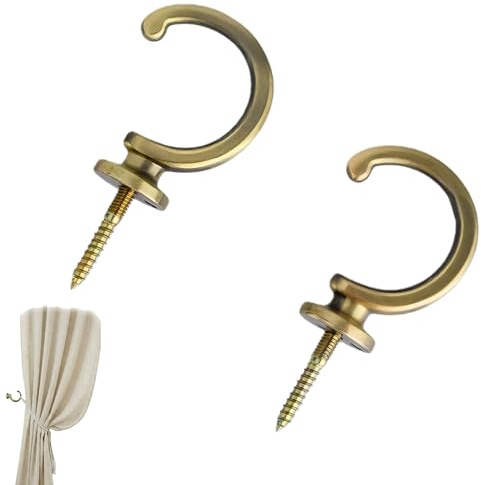 2 Pcs Curtain Tie Back Hooks, Vintage Antique Bronze Finish Alloy Wall Holders for Drapes, Heavy Duty Metal Decorative Hangers for Window Treatments, Coats, Towels & Hats