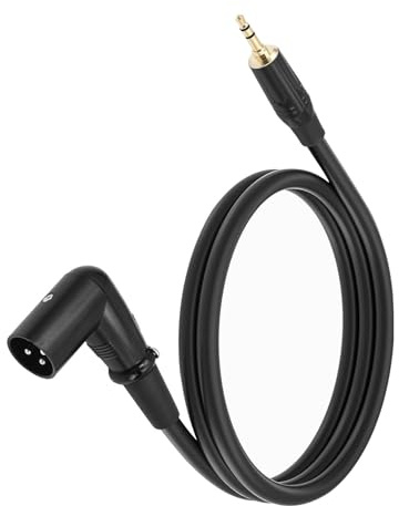 Nucelit Cable blindado recto de 3,5 mm a 3 pines en ángulo, adaptador de aleación para mezcladores y micrófonos, cable equilibrado
