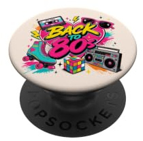 Back to 80s Nostalgia Roller Skate Boombox Cassette Tape Années 80 PopSockets PopGrip Adhésif
