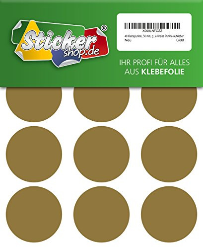 48 Klebepunkte, 50 mm, gold, aus PVC Folie, wetterfest, Markierungspunkte Kreise Punkte Aufkleber