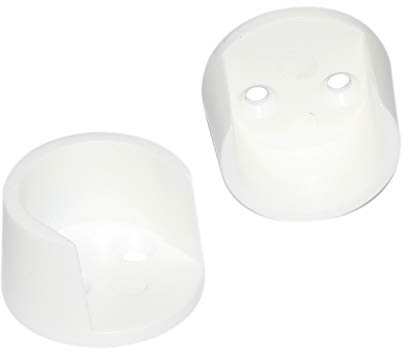 HKB ® 2 Stück Schrankrohrlager rund, ø = 35mm, Kunststoff weiß, für Rohr-ø = 25mm, mit Schrauben, Hersteller Hettich, Artikel-Nr. 9098683