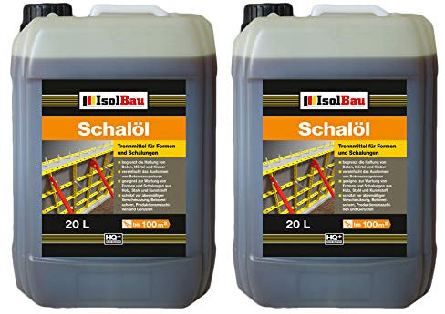Isolbau Schalöl Professional - 2x 20 Liter Trennmittel für Formen & Schalungen - Beton-Trennmittel, begrenzt die Haftung von Beton, Mörtel & Kleber