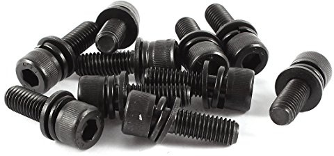 Aexit 10 Pz In Acciaio Inox Molla a Molla Rondella Svasata Esagono Incassato Vite a testa bombata Zigrinata M8x25mm ner-o ID: 222441
