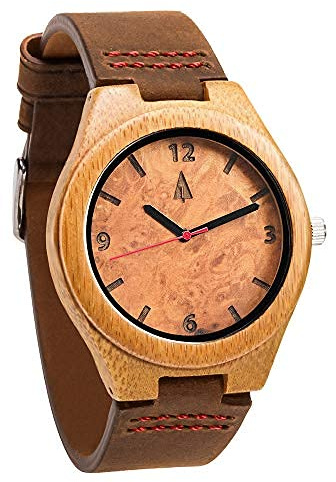 Treehut Wooden Watch for Men with Adjustable Band and Stainless Steel Clasp, Day-Date Japanese Quartz Movement, Analog Wrist Watch, Watch Made from Real Bamboo Wood, Relojes para Hombre