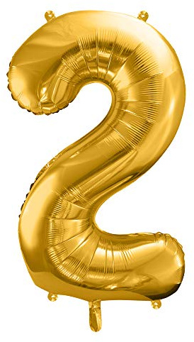 Folienballon Zahl 2 in Gold, Metallic, Größe: 86cm