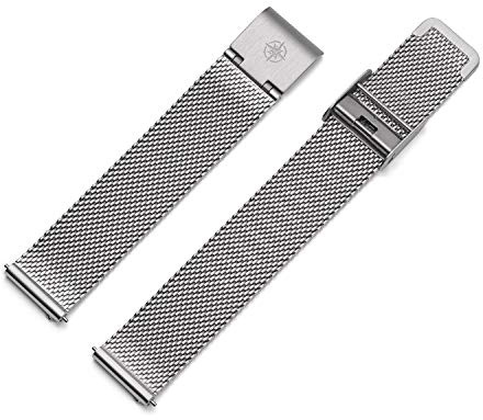 Kistanio Cinturino a maglia milanesi, cinturino in mesh, cinturino di ricambio per orologio smart, cinturino da polso, sostituibile in 16 mm, 18 mm, 20 mm, 22 mm fino a 8 colori, argento, 20