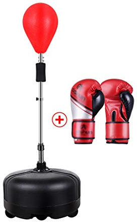 ZXQZ Punchingsäcke Boxsack, Höhenverstellbare Geschwindigkeitstasche, zum Üben Von Karate, Kampfkunst, Kickboxen, für Erwachsene & Jugendliche Standboxsäcke (Color : Red, Size : Adult)