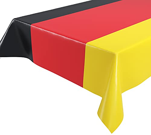 Wachstuchtischdecke Deutschland Flagge, Fahne, abwischbar Garten Tischdecke RUND OVAL ECKIG, Größe wählbar (Eckig 140x100 cm)