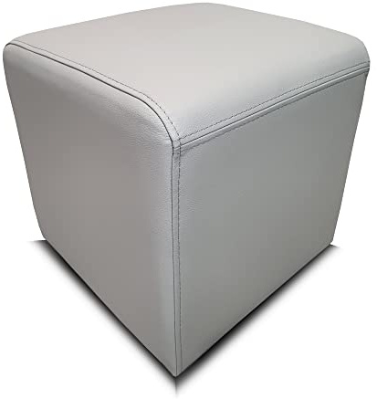 Quattro Meble Echtleder Hocker , viele Größen Echtleder Sitzhocker Rindsleder Sitzwürfel Fußhocker Polsterhocker Echt Leder MDR Light Grey Puff 40 x 40 x H-45 cm
