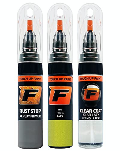 FIRANTO Lackstift Autolack Reparaturset für Toyota 6W7 Thermo-tect Lime Green - 3-in-1 Autolack Kratzer Reparaturstift 15ml Grundierung, Klarlack