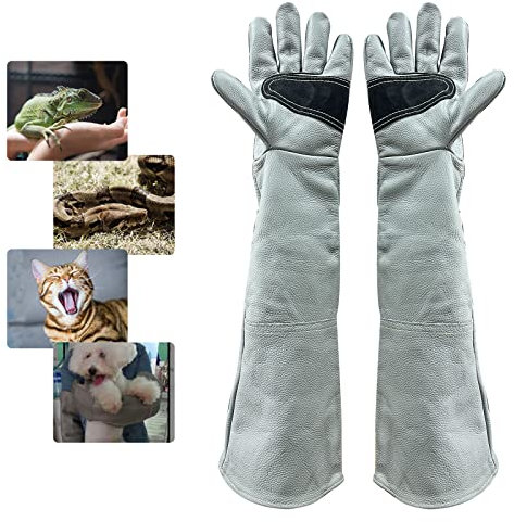 FIPASEN Bissfeste Handschuhe für den Umgang mit Tieren, 60cm Anti-Biss Arbeitshandschuhe für Schweißen, Gartenarbeit, Umgang mit Katze/Hund/Vogel/Schlange/Eidechse/Falke/Reptil (Helle Farbe)