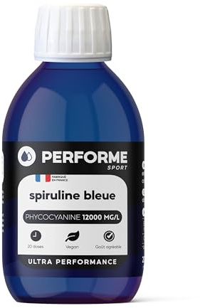 Spiruline Bleue 12000mg/l • Compétitions & Performances • Ultra Concentrée en Phycocyanine • 20 doses • Goût agréable • 100% Naturel • Made In France • Performe