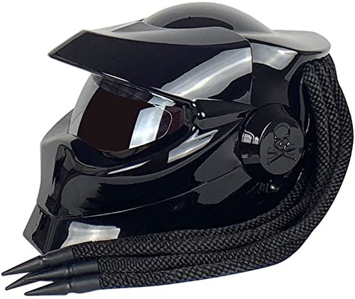 Motorrad-Integralhelm Front-Klappvisier Helm Mit Zöpfen Und Warnlichtern Für Männer Frauen Offroad Cruiser Chopper DOT/ECE-Zugelassener Personalisierter Motorradhelm 2,XL(61-62CM)