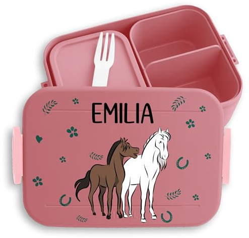 Kinder Bento Box Midi Lunchbox für Mepal Bentobox - Pferd Pferde Reiten Mädchen - 900 ml - Rosa - jausenbox name personalisierte brotdosen pferdemädchen und brotdose schulkind