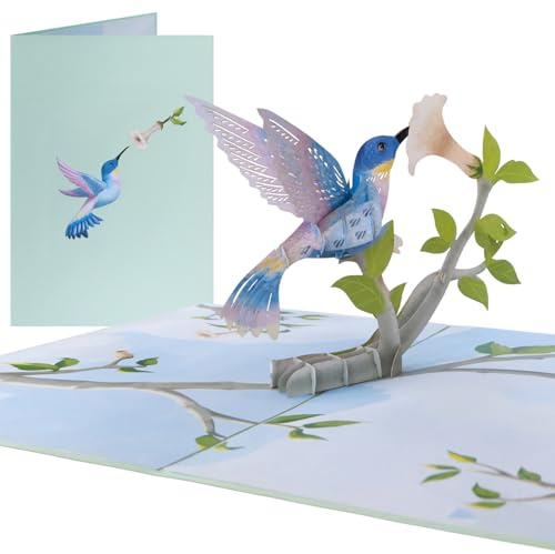 Sweetpopup® Pop-Up Karte Kolibri – 3D Glückwunschkarte für Geburtstag, Jubiläum & Danksagung – Perfekt als Gutschein & Geldgeschenk für Gratulation, Ruhestand und besondere Anlässe – Vogel 186