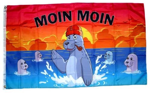 Fahne/Flagge Moin Moin Seehunde Pfeife 90 x 150 cm