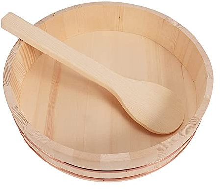 KARFRI Hölzerne Sushi-Reisschüssel, Sushi-Reis-Kühlschüssel, Rührwanne mit Kupferreifen, 12 Größen, für Sushi-Restaurant, Zuhause, 39 x 9 cm (48 x 12 cm)
