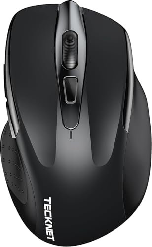 TECKNET Souris Bluetooth,Souris sans Fil Rechargeable Silencieuse 3 Modes (BT5.0/3.0+2.4G) 4800 DPI Souris Ergonomique pour Ordinateurs,Portables,Mac, PC,Windows,Noir
