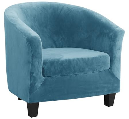 Meigeh Sesselbezug Schonbezug für Clubsessel Sesselschoner Samtig Sesselhusse 2-teilig Sesselüberwurf Cocktailsessel Schonbezüge Tullsta Stretch Pfauenblau